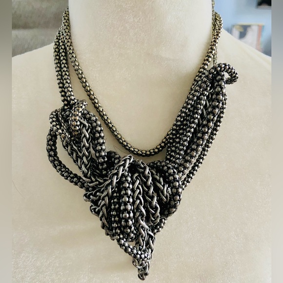 Avant Garde Layered Chain Necklace - Picture 2 of 5